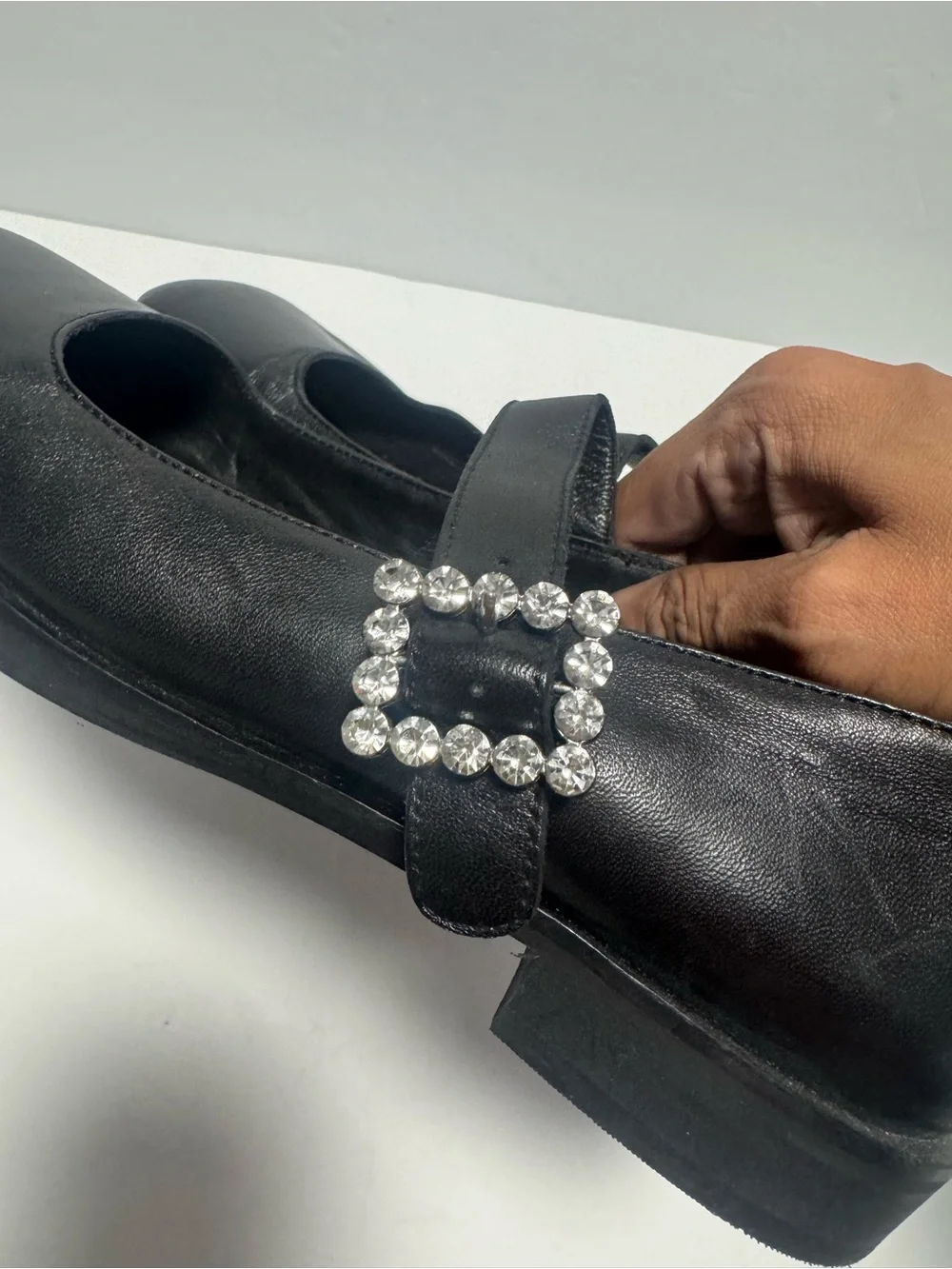 Free People Women's Rumor Diamanté Mary Jane Loafers Leather Size 9